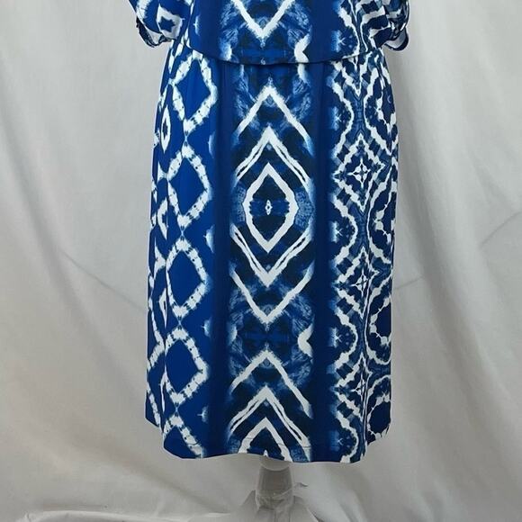 Chico’s Blue Tie Dye Party Cruise Coastal  Grandma Dress NWOT Size 8 - Picture 4 of 16